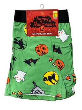 Mens Halloween Ghosts, Bats, Cats, Candy Corn Boxer Briefs - Size Large - NWT